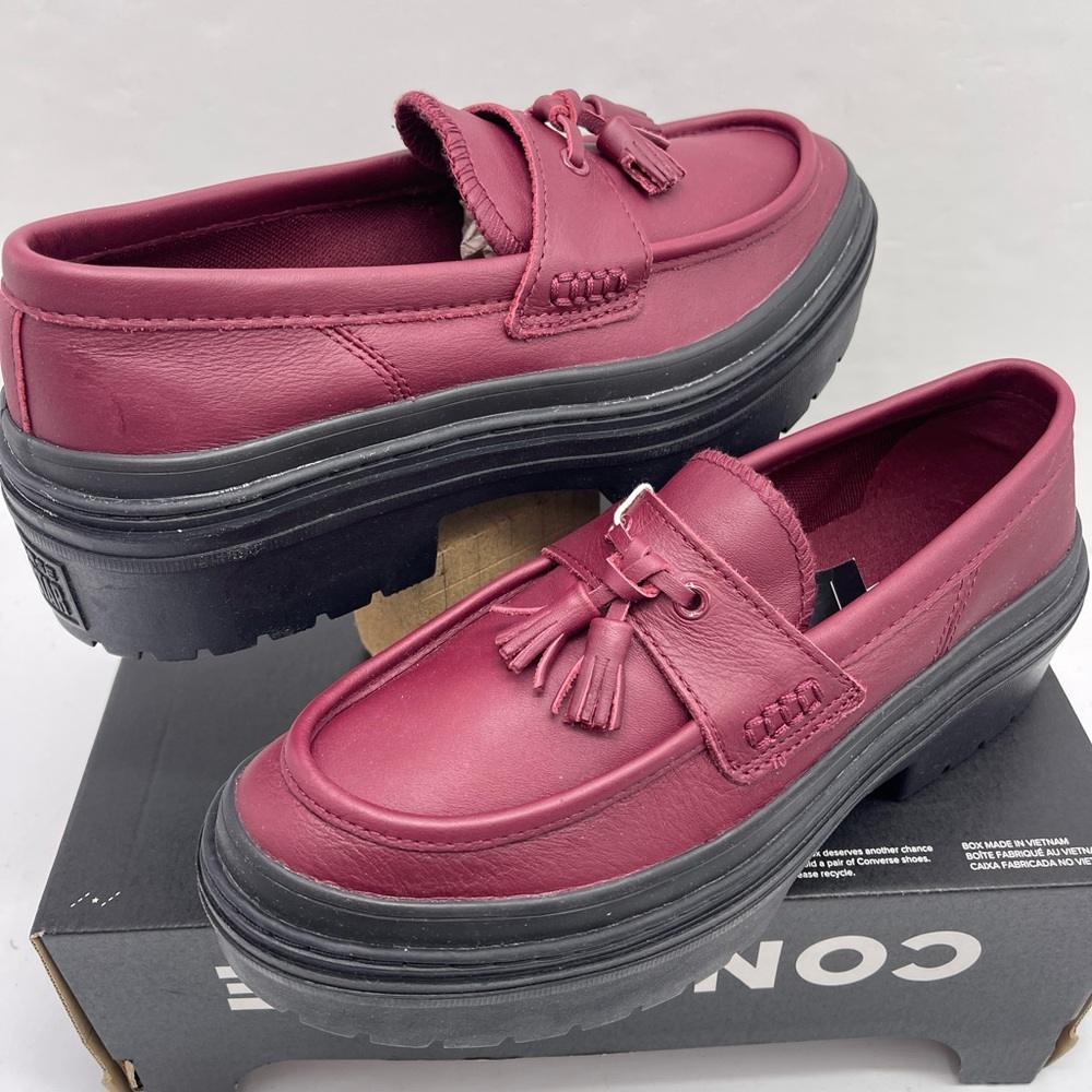 Converse Women's Burgundy Platform Loafers - Picture 9 of 16